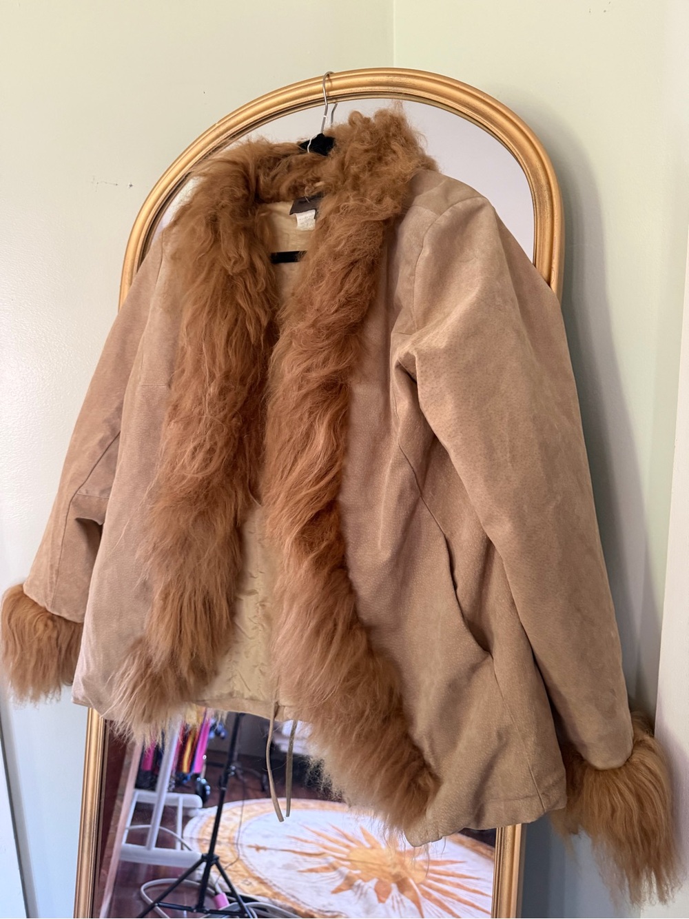 Brandon Thomas Y2K penny lane Brown Tan Faux Fur-Trim jacket